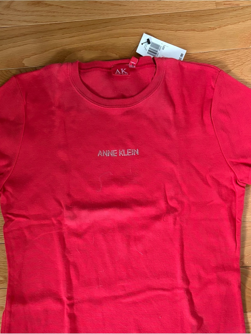 Anne Klein Red Short Sleeve Tee with Crystal Logo